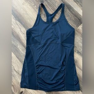 Athleta Women's Stretch Tank Top Size SMALL - Ruched Sides Racer Back - teal